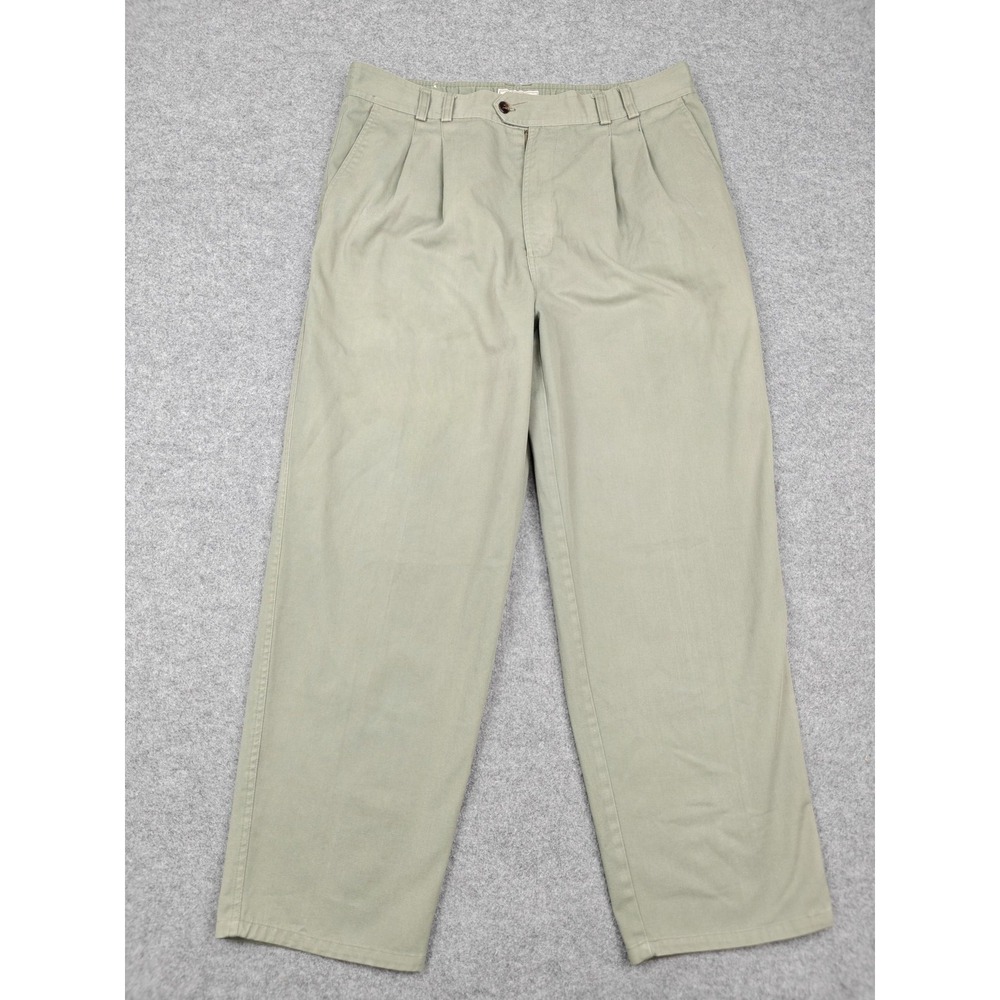 Vintage Bugle Boy Company Pants Mens 36x30 Green Pleated Khakis Relaxed Fit